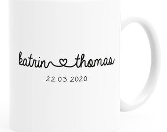 Kaffee-Tasse personalisiert Geschenk Partner Namen und Datum anpassbar Hochzeitstag Hochzeitsgeschenk Liebe Liebesgeschenk SpecialMe®