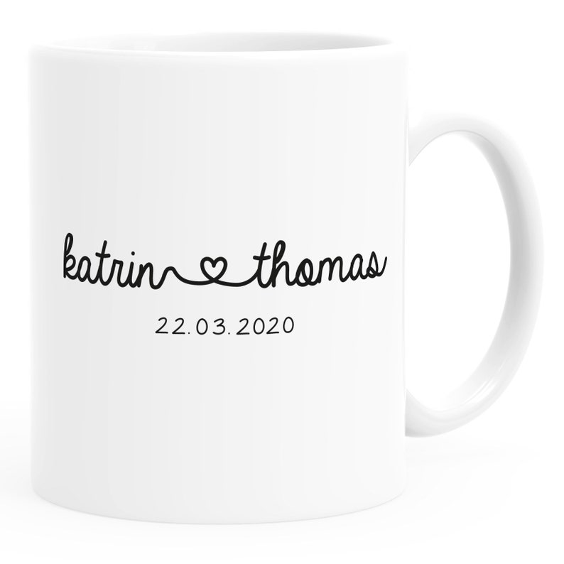 Coffee Mug Personalized Gift Partner Name and Date Customizable Wedding Day Wedding Gift Love Love Gift SpecialMe® image 1