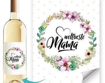 Wine labels gift idea Mother's Day World's Best Mom bottle labels self-adhesive wine gift SpecialMe®