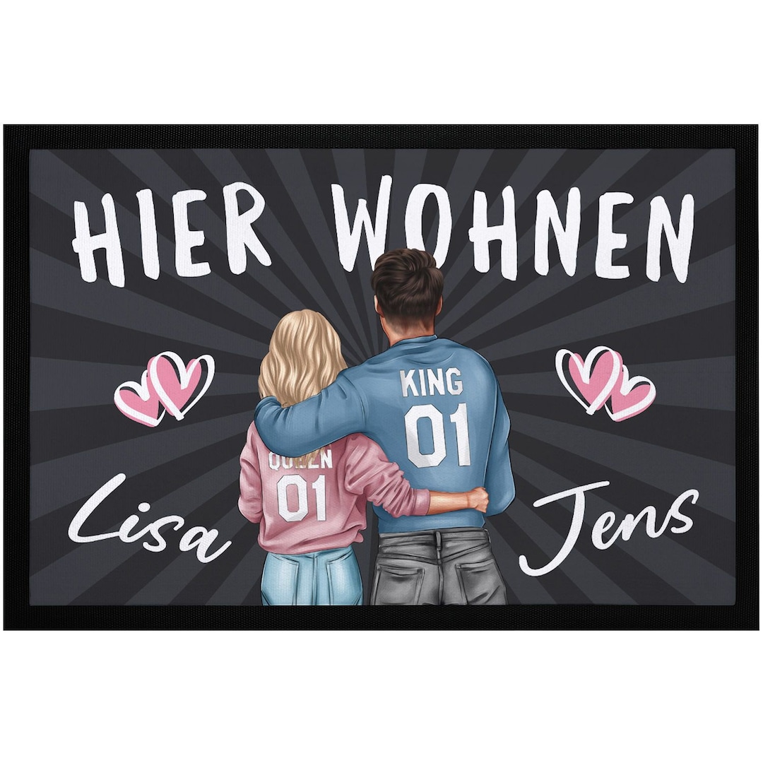 Personalisiert Fußmatte Für Paare — Mit Namen, Rutschfest & Waschbar