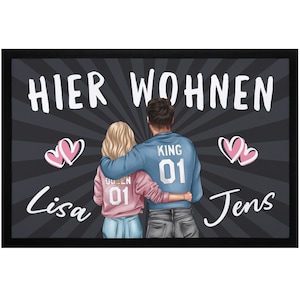 Doormat personalized couples live here with name and heart gift couple partner non-slip & washable SpecialMe®