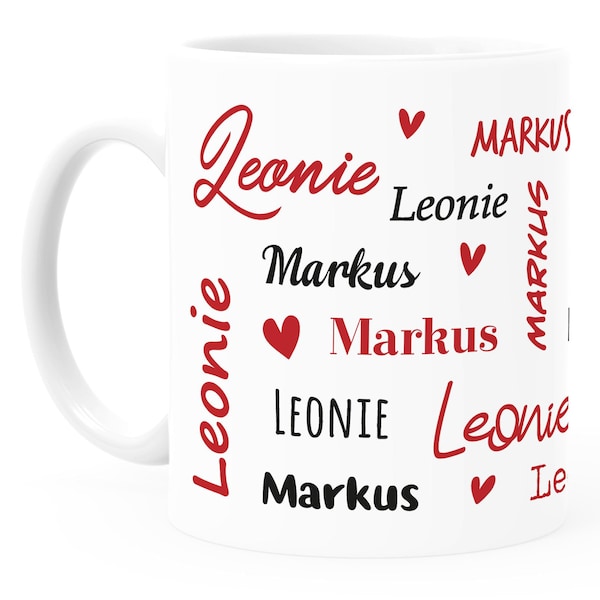 personalisierte Kaffee-Tasse Wunschnamen Paar Liebes-Geschenk Freundin Mann Jahrestag Valentinstag SpecialMe®