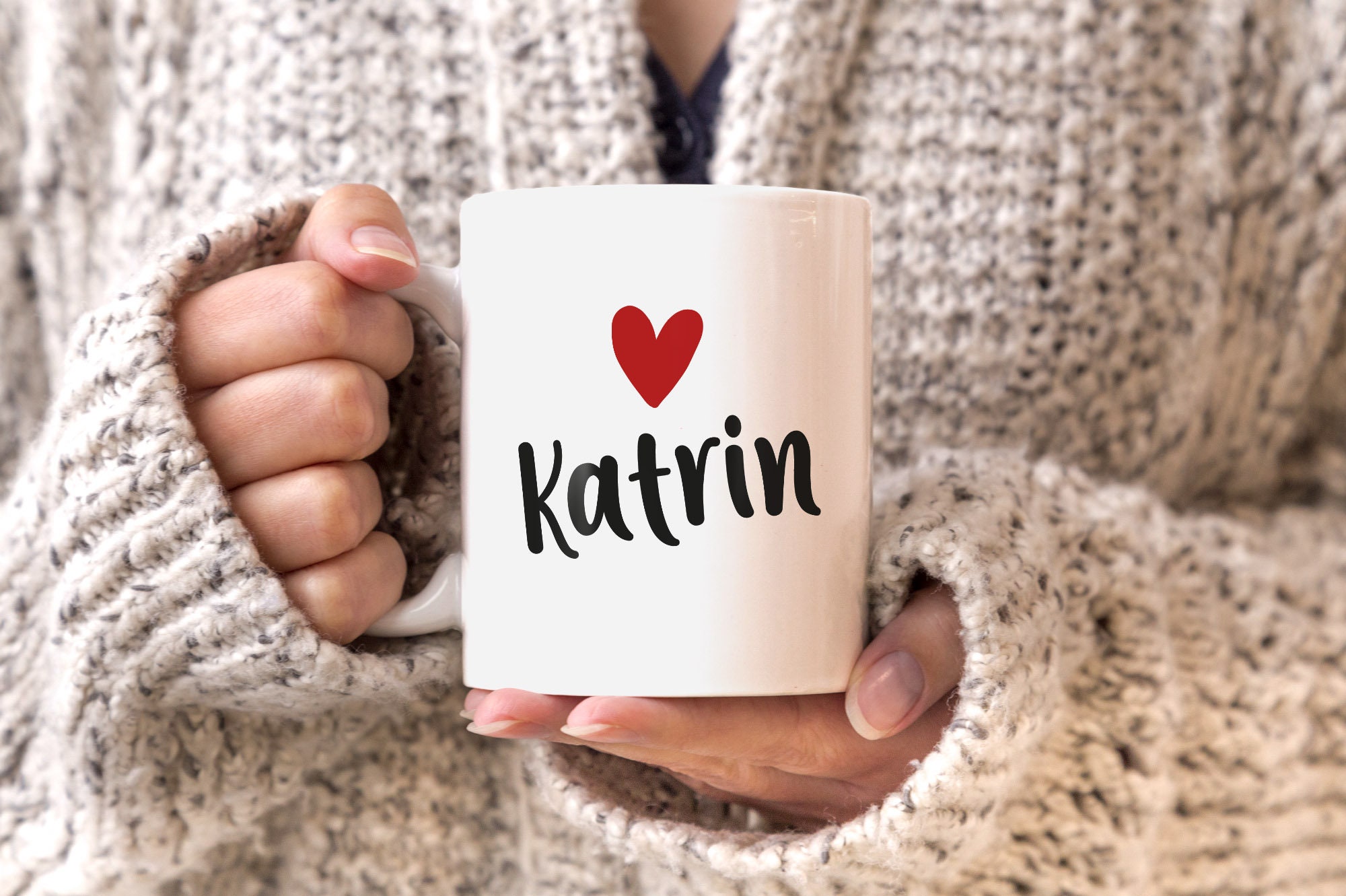 Coffee Cup With Name and Heart Customizable Motif Custom Gift Etsy
