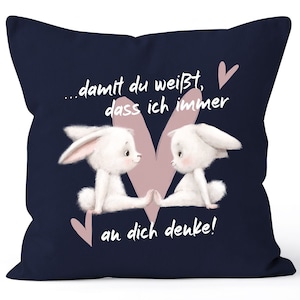 Kissen-Bezug Spruch Geschenk Liebe Freundschaft Hasen-Paar Herz Damit du weißt dass ich an dich denke SpecialMe®