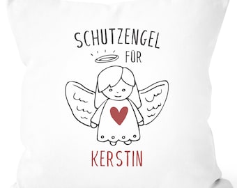 Kissen-Bezug Schutzengel mit Namen Glücksbringer personalisierte Geschenke Dekokissen Glückskissen SpecialMe®