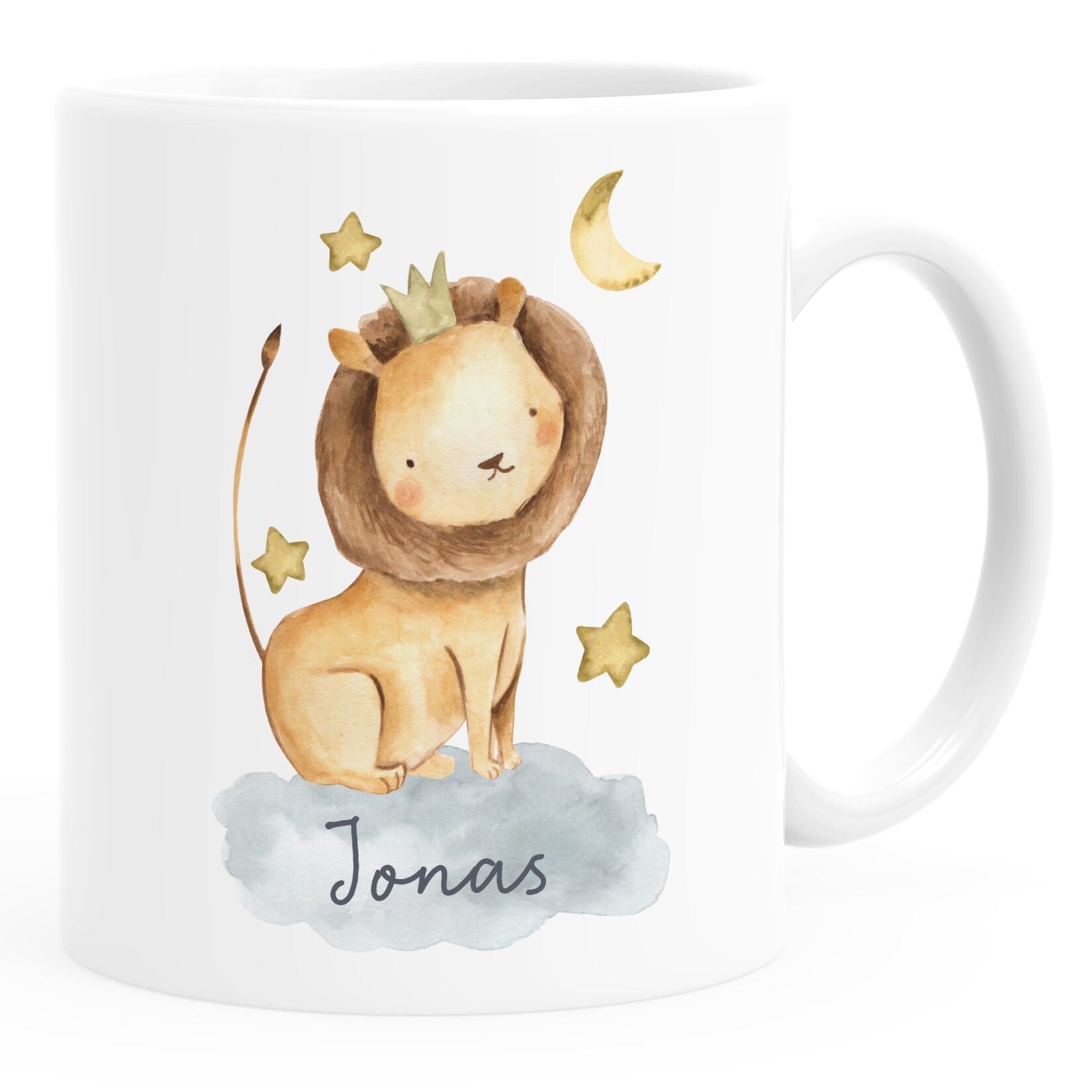 Pair of Kid-Sized Ceramic Mugs - Rhinoceros & Lion