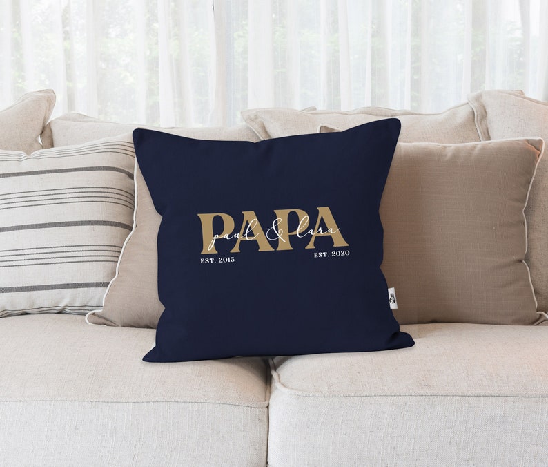 Kissen-Bezug personalisiert mit Namen der Kinder Geburtsjahr Geschenk für Papa Vatertagsgeschenk SpecialMe® Bild 3