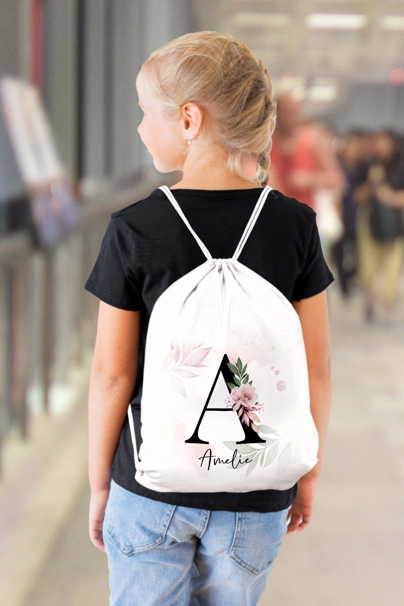 Bolsa de gimnasia para niños Letra personalizada Monograma Inicial Regalos personalizados Niñas Niños SpecialMe® imagen 4