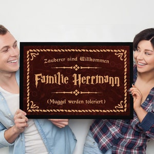 Doormat with name Family Spell Magicians are welcome Muggle are tolerated non-slip & washable SpecialMe® image 4