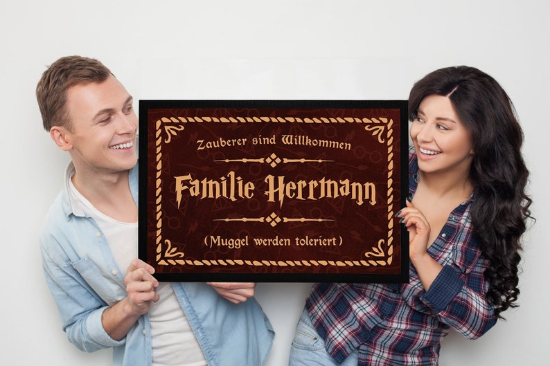 Doormat with name Family Spell Magicians are welcome Muggle are tolerated non-slip & washable SpecialMe® image 4