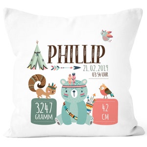 customizable pillow for birth boho, birth pillow for boys & girls, name pillow gift birth baby SpecialMe®