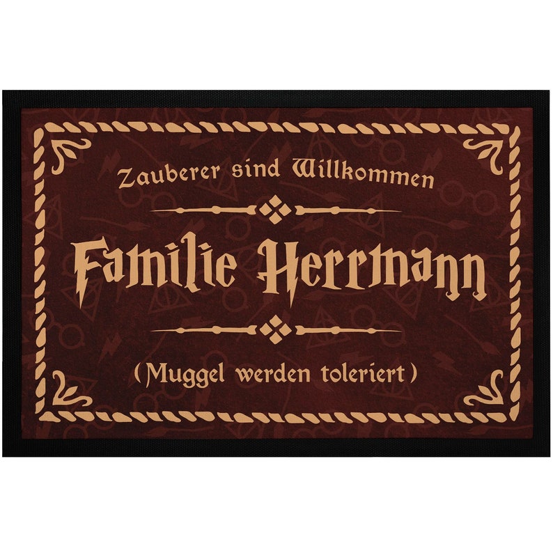 Doormat with name Family Spell Magicians are welcome Muggle are tolerated non-slip & washable SpecialMe® image 1