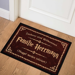 Doormat with name Family Spell Magicians are welcome Muggle are tolerated non-slip & washable SpecialMe® image 2