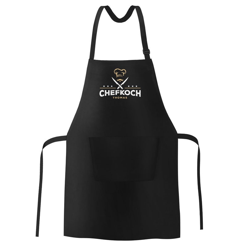 Küchen-Schürze Name anpassbar Schriftzug Chefkoch individualisierbar Kochschürze Männer personalisierte Geschenke SpecialMe® Bild 2