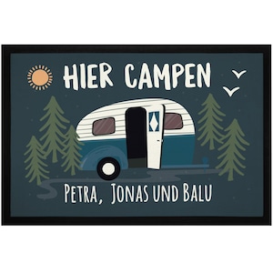 Fußmatte Camping personalisiert Namen Familie Geschenke für Camper Wohnwagen rutschfest & waschbar SpecialMe® Bild 2
