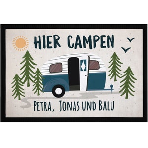 Fußmatte Camping personalisiert Namen Familie Geschenke für Camper Wohnwagen rutschfest & waschbar SpecialMe® Bild 1