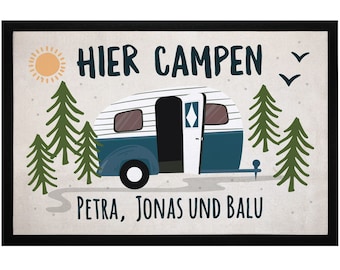 Fußmatte Camping personalisiert Namen Familie Geschenke für Camper Wohnwagen rutschfest & waschbar SpecialMe®