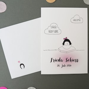 Personalized Welcome Baby Girl Card with envelope