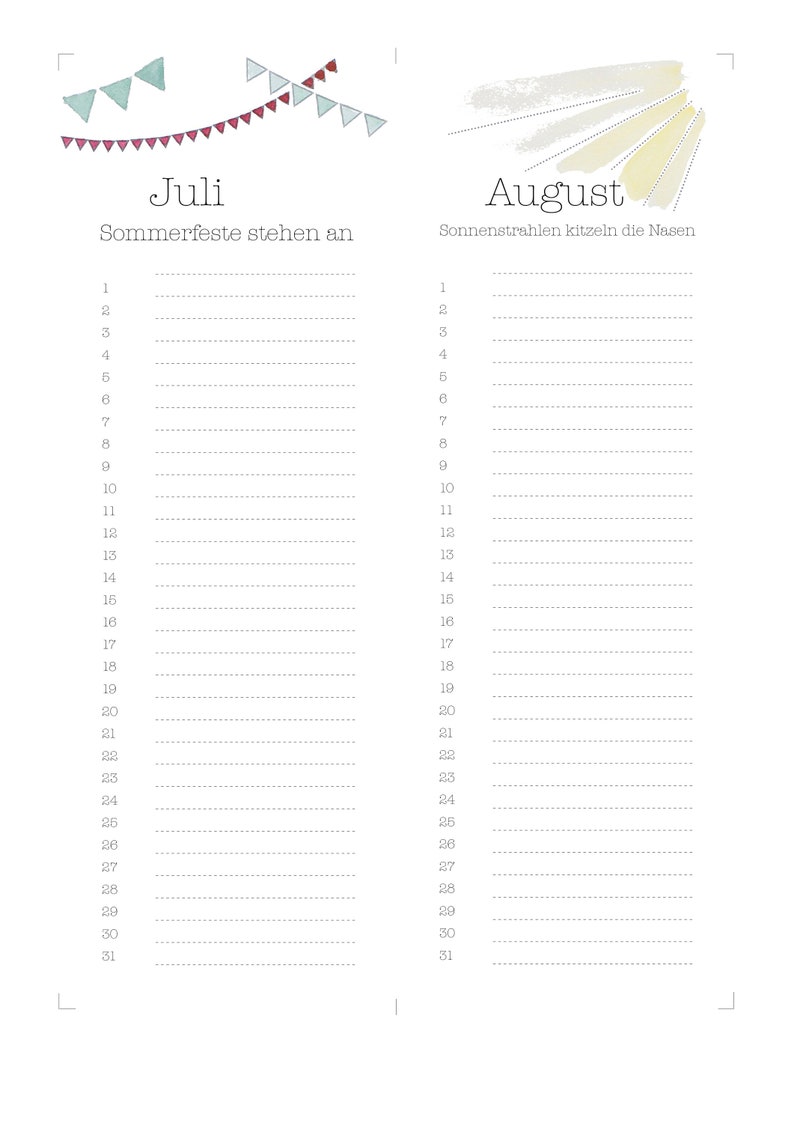 Immerwährender Kalender Zum Selber Drucken | Etsy