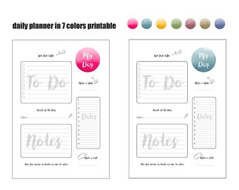 Daily Planner A4 printable in various colours