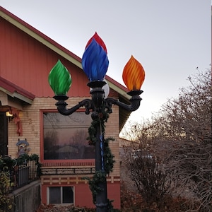 Large Outdoor Lamppost shades and covers Multi color Christmas