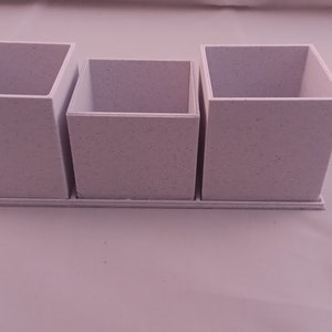 3D Print digital file Succulent pots Single Pair or Triple Square drain hole Modern Style