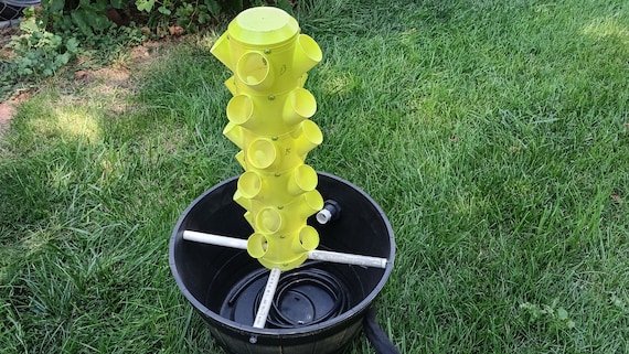 Hydroponics tower 4in(100mm) diam customizable 2" net pots Modular aquaponics