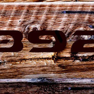 May include: The number 392 is painted in dark brown on a weathered wooden surface.