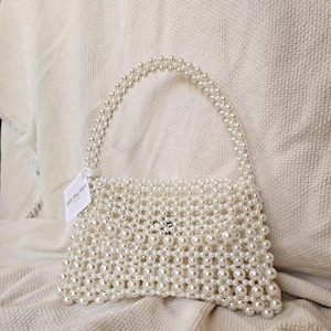 Perle Perlen Tasche, Kunstperle Schultertasche, Perle Geldbörse, weiße Abendtasche, Brauttasche, Perle Perlen Handtasche