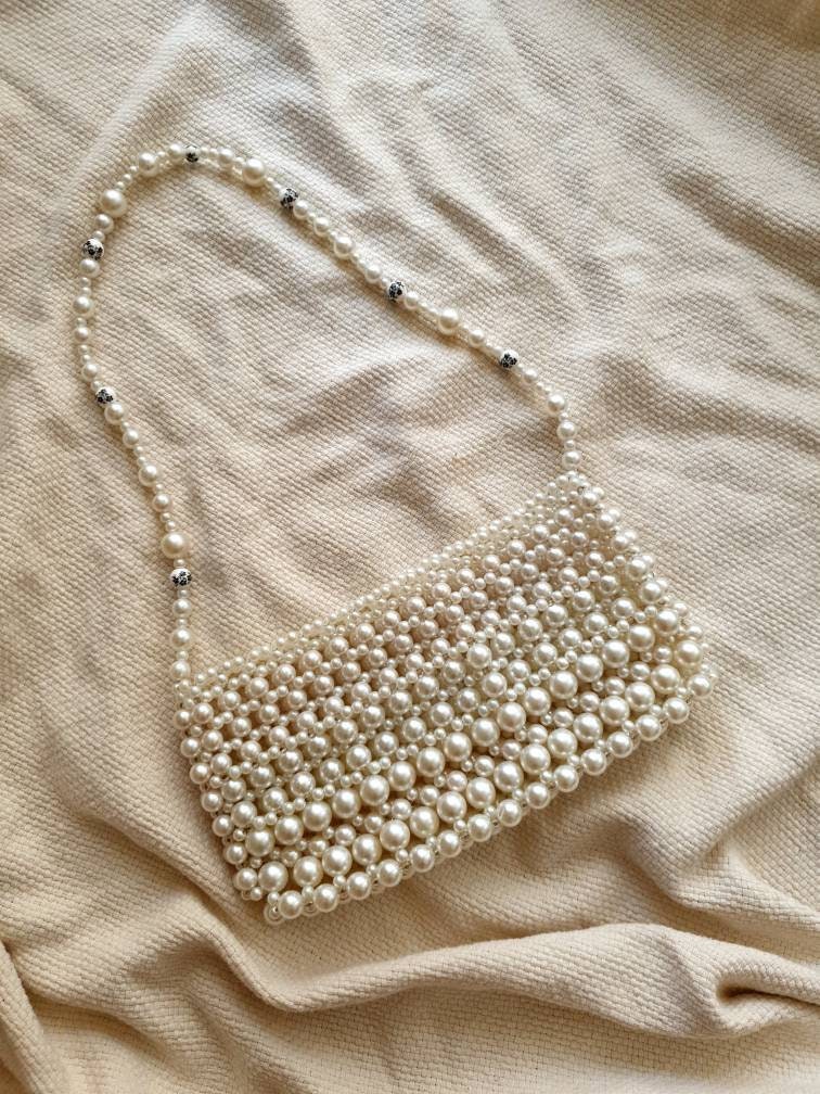 Pearl Beaded Bag Faux Pearl Shoulder Bag Pearl Purse White - Etsy
