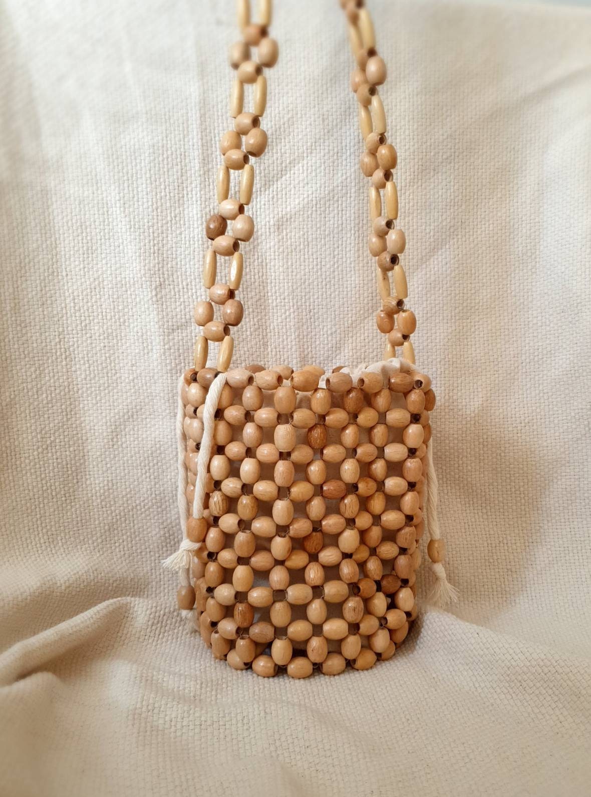 Beaded wood bag hotsell