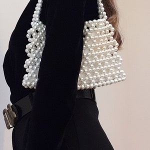 Pearl Beaded Bag, Faux Pearl Shoulder Bag, Pearl Purse, White Evening ...