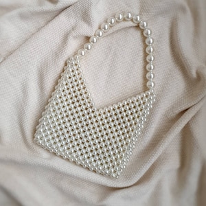 Perle Perlen Tasche, Perle Hochzeit Handtasche, Creme Perlen Braut Geldbörse, Perle Abendtasche, Kunstperle Tasche