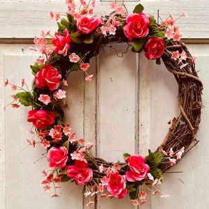 Summer pink & peach wreath