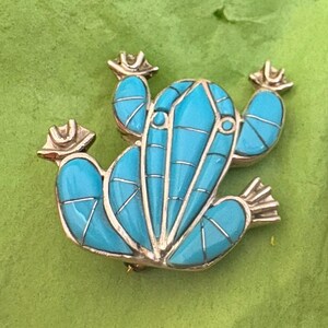 Navajo Sterling Turquoise Frog Pin/Pendant #613 signed