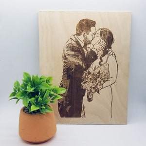 Engraved Wood Photo, Engraved Photo On Wood, Custom Wood Photo, Wood Anniversary Photo, birthday gift, Wood Portrait, valentines gift