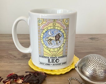 Taza de cerámica con diseño del zodiaco - Leo / Regalo del signo zodiacal / Leo