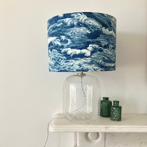 30cm Ocean Sea Waves Lampshade, Coastal Decor, Seaside Decor, Beach Decor, Table Lampshade, Ceiling Lampshade, Sea Decor, Blue Lampshade