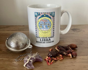 Taza de cerámica con diseño del zodiaco - Libra / Regalo del signo zodiacal / Libra