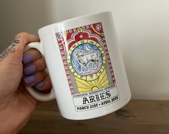Ceramic Mug with Zodiac Design - Aries | Star Sign Present | Aries Gift