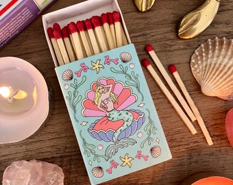 Cerillas de sirena, regalo de sirena, amante del mar, regalo de vela de mar, relleno de media, regalo de sirena, sirena, tema marino, regalo para ella, decoración del hogar del mar