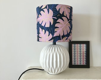 20cm Pink & Blue Leaf Lampshade, Blue Lampshade, Pink Lampshade, Leaf Lampshade, Table Lampshade, Ceiling Lampshade, Tropical Decor, Tiki
