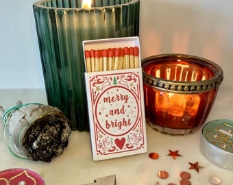 Cerillas alegres y brillantes, pequeño regalo de Navidad, relleno de calcetín navideño, regalo de petardo navideño, regalo de calendario de adviento, cerillas, regalo de vela navideña