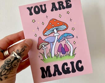 Tarjeta de felicitación "Eres mágico" / Tarjeta de hongo / Tarjeta de felicitación en blanco