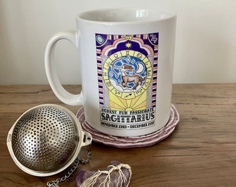 Taza de cerámica con diseño del zodiaco - Sagitario / Regalo del signo zodiacal / Regalo de Sagitario