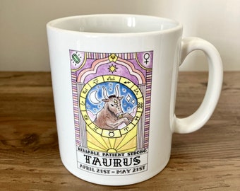 Ceramic Mug with Zodiac Design - Taurus | Star Sign Present | Taurus Gift