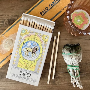 LARGE Leo Zodiac Star Sign Matches | Perfect for Candles, Incense, Sage etc. | Small gift, Stocking filler