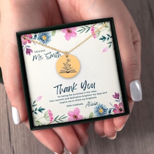 Bloom Necklace for Teachers and educators with Gift Box - Personalize your Thank you Message!