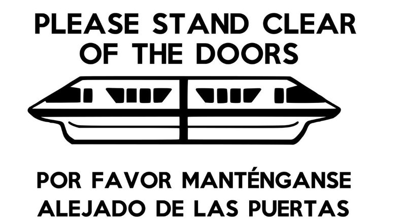 Download DISNEY MONORAIL Please stand clear of the door | Etsy