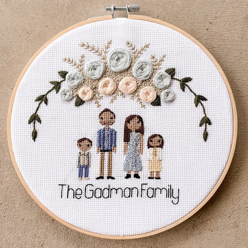 Custom Cross Stitch Family Portrait Etsy